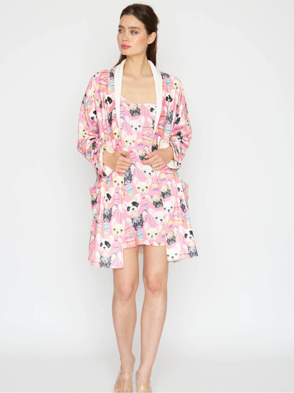 Wrap Up by VP Pink Bark Short Robe One Size